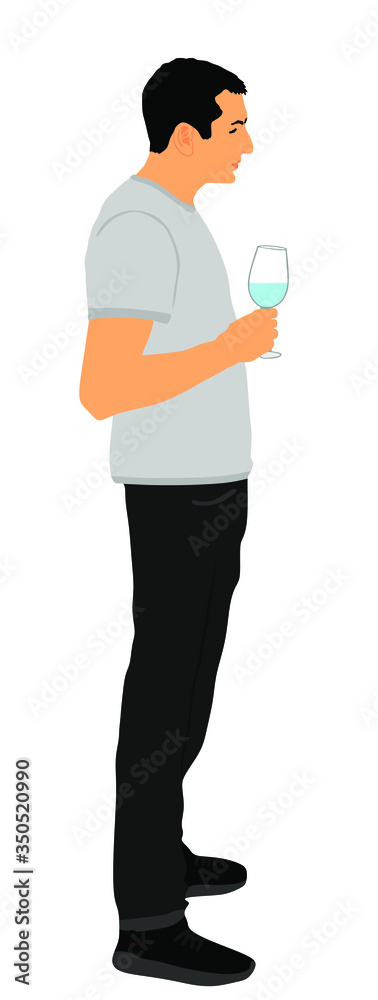 Boy drinking wine vector illustration isolated. Handsome man toasting, break relaxation after work. Boy drink beer in bar. Social live success celebration with beverage. Nightlife quest Boy drinking wine vector illustration isolated. Handsome man toasting, break relaxation after work. Boy drink beer in bar. Social live success celebration with beverage. Nightlife quest