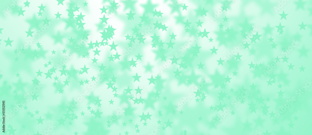 Abstract green banner background with stars.