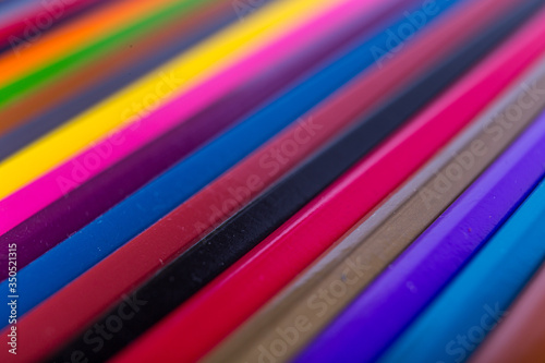 Set of colored pencils for drawing