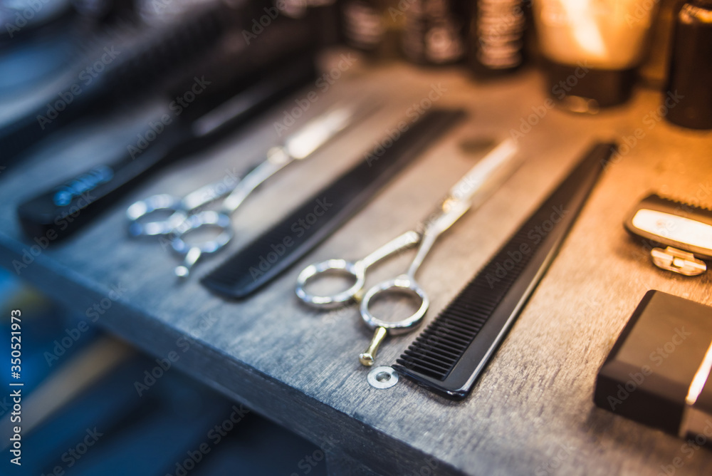 accessories for haircuts are on the shelf in the salon accessories for haircuts are on the shelf in the salon