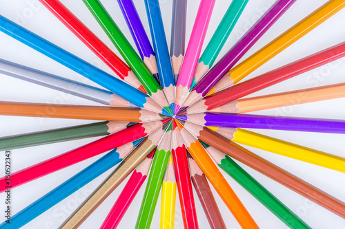 Set of colored pencils for drawing