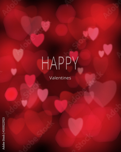 Valentine's day red background with heart shaped bokeh