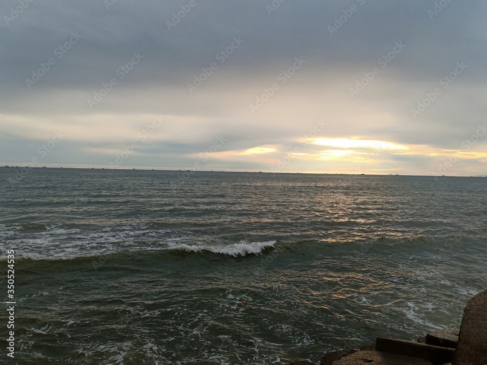 blue sea with blue sky background	