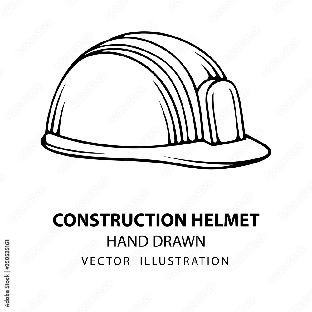 Safety helmet. Safety helmet hand drawn vector illustration. Sketch drawing hard hat icon. Part of set.