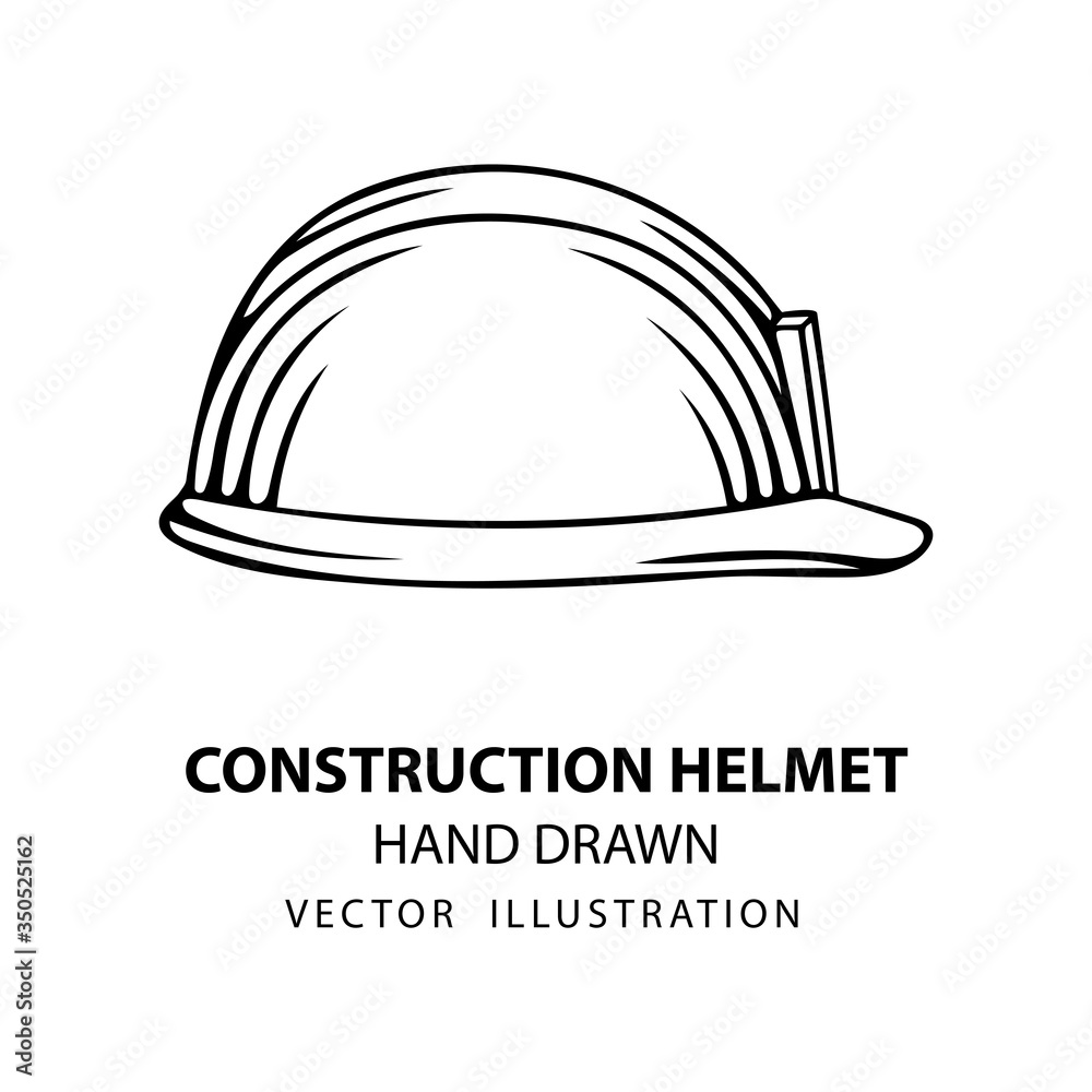 Safety helmet. Safety helmet hand drawn vector illustration. Sketch drawing hard hat icon. Part of set.