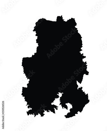 Map of Udmurt Republic map vector silhouette illustration isolated on white background, Russia. Udmurtia map isolated. High detailed. Russia oblast map, Volga federal district. Russian federation. photo
