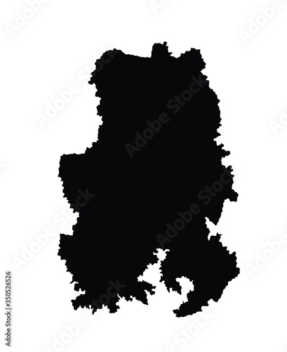 Map of Udmurt Republic map vector silhouette illustration isolated on white background, Russia. Udmurtia map isolated. High detailed. Russia oblast map, Volga federal district. Russian federation.
