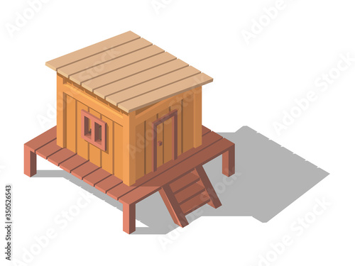 Isometric tropical house. Beach bungalow.