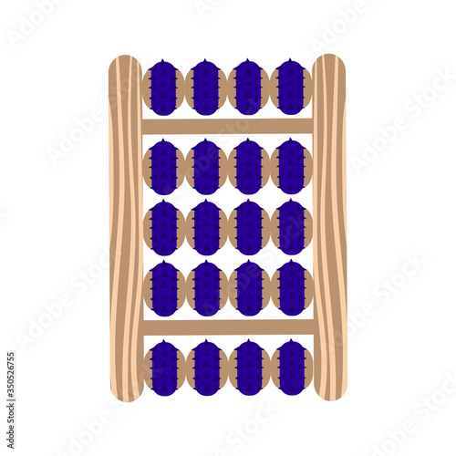 Massage applicator in a wooden case for massage and self-massage. Vector illustration.