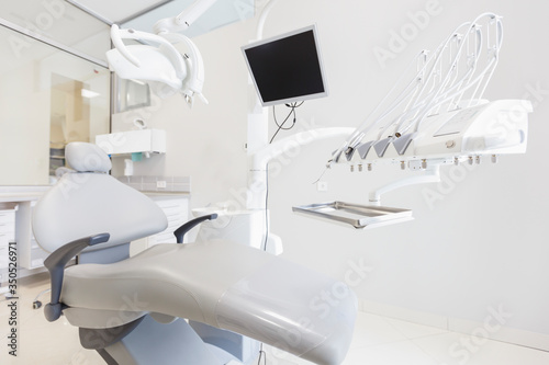 Empty modern interior of dental room, orthodontist cabinet