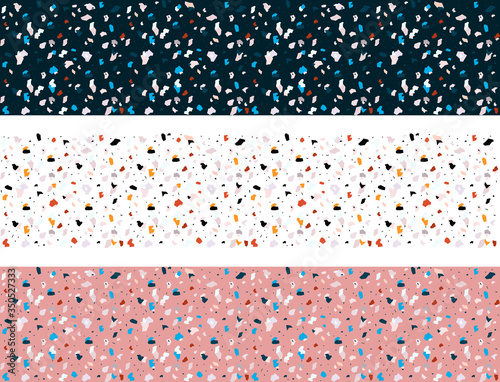 Terrazzo texture. Marble vector background. Textile idea. Abstract illustration set