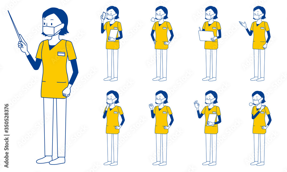 Healthcare worker (radiologist) character set in 9 poses isolated vector illustartion Healthcare worker (radiologist) character set in 9 poses isolated vector illustartion