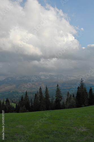 Bukowina Poland. Clouds over the mountains