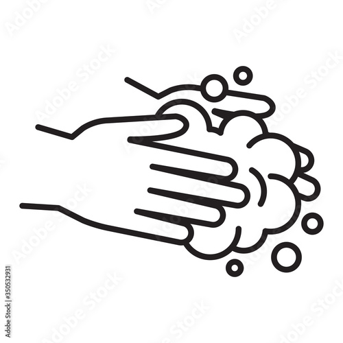 Hands wash with soap icon, isolate on white background.