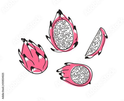 Doodle Hand drawn stylish fruit and vegetable. Vector artistic drawing fresh organic food. Summer illustration vegan ingrediens for smoothies