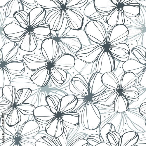 Seamless floral graphic pattern. Hand-drawn. Vector botanical illustration