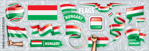 Vector set of the national flag of Hungary in various creative designs