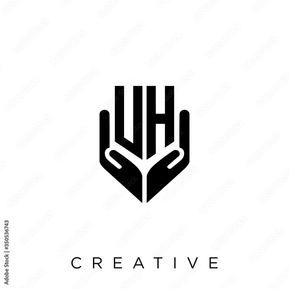 uh shield hand logo design vector icon