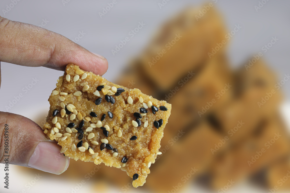 Sukhadi or Gor Papdi is Indian Traditional sweet made with wheat flour