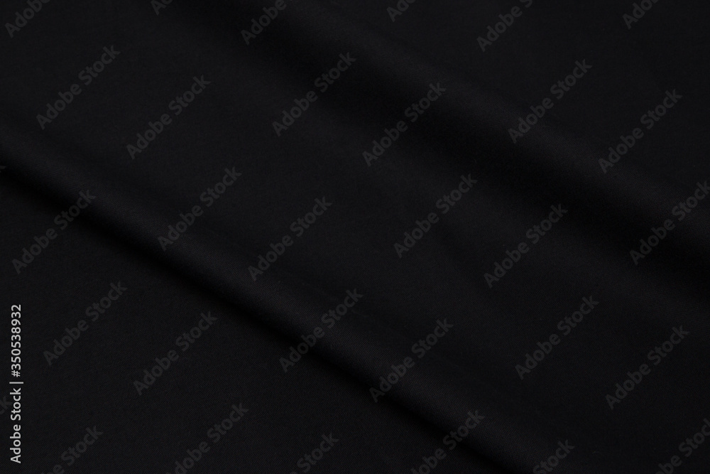 Dark black cloth with shade wave fold - obrazy, fototapety, plakaty 