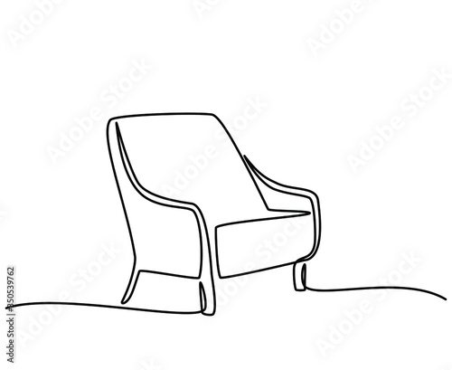 Continuous line drawing of front view the sofa. Modern sofa isolated on a white background.