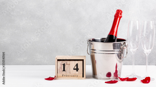 Front view arrangement for valentine's day dinner on table