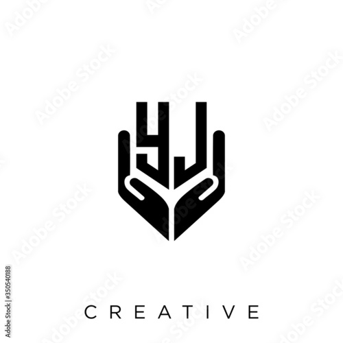 yj shield hand logo design vector icon