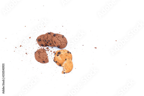 sweet biscuit chocolate pastry, Delicious chocolate chip cookie, sweet biscuit chocolate pastry, isolated on white background
