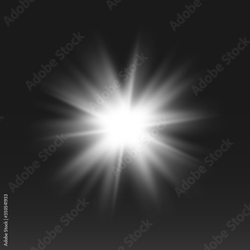 glowing lights effects isolated on black background. Sun flash with rays and spotlight. Glow light effect. Star burst with sparkles.