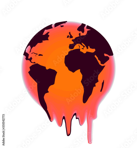 Melting earth. Global warming concept illustration.