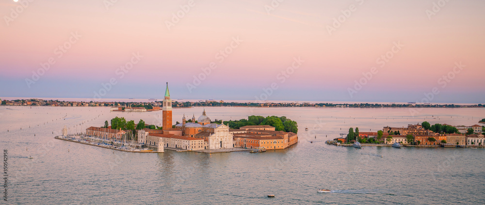 Cityscape of Venice skyline from top view in Italy