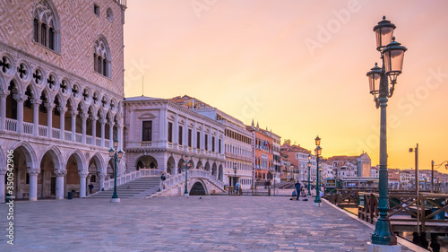 St. Mark's square in Venice during sunrise