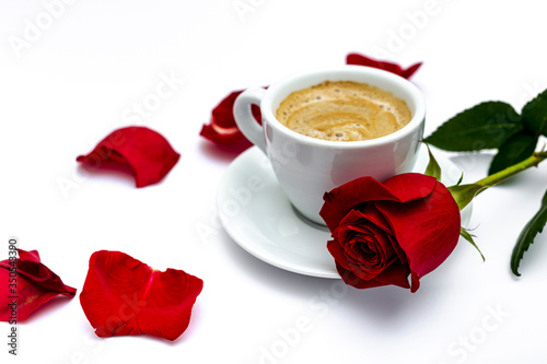 Rose and coffee cup for valentines day