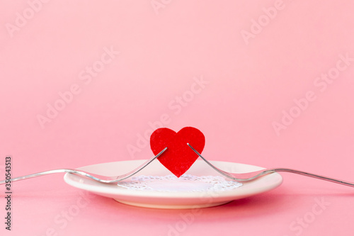 Front view of heart with forks for valentines day
