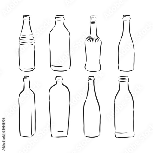 Vector of Sketch Bottles. Vector of Sketch Bottles. glass bottle, vector sketch illustration