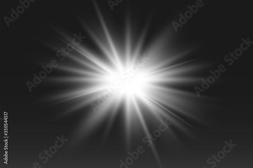 glowing lights effects isolated on black background. Sun flash with rays and spotlight. Glow light effect. Star burst with sparkles.