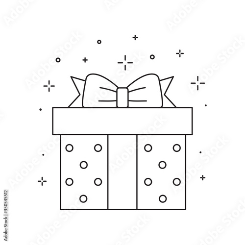 Gift Box with Ribbon Line Art Icon