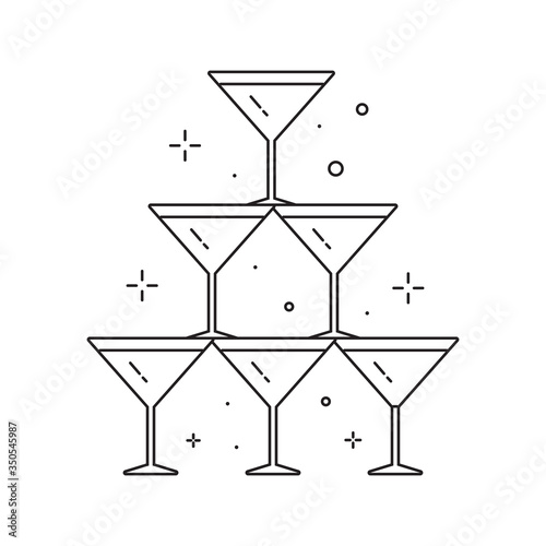 Wedding Pyramid from Glasses Line Art Icon