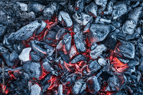 Texture embers closeup. Embers after a fire.