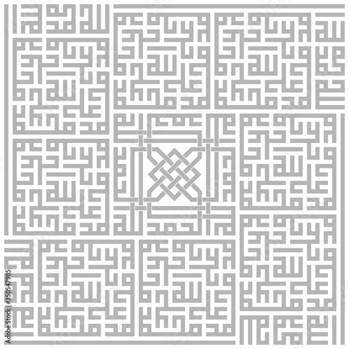 Arabic sacred calligraphy, geometric Kufi. Vector set of square lettering.
