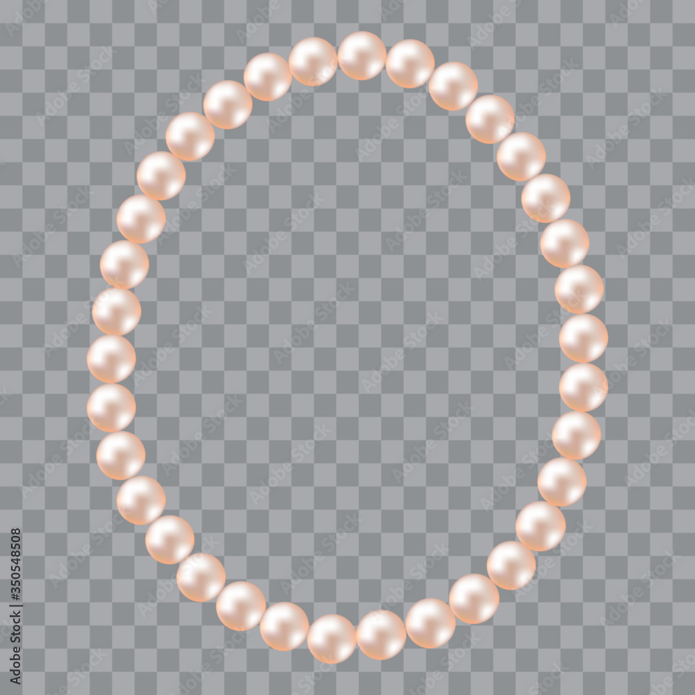 Fototapeta premium Pearl necklace, realistic pearl jewelry, isolated, vector illustration.