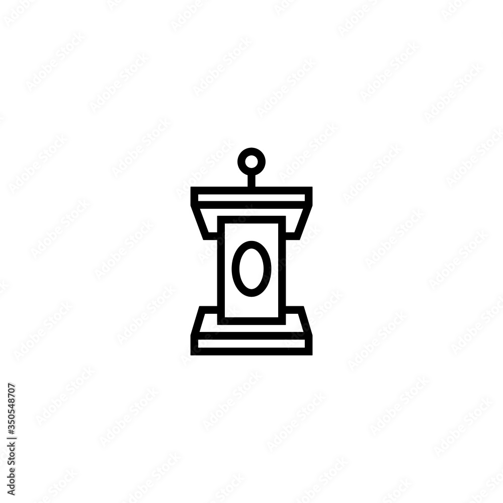 Classroom tribune vector icon in linear, outline icon isolated on white background Classroom tribune vector icon in linear, outline icon isolated on white background