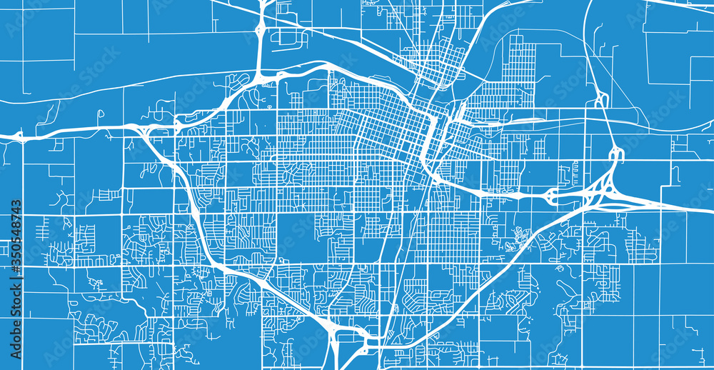 Urban vector city map of Topeka, USA. Kansas state capital
