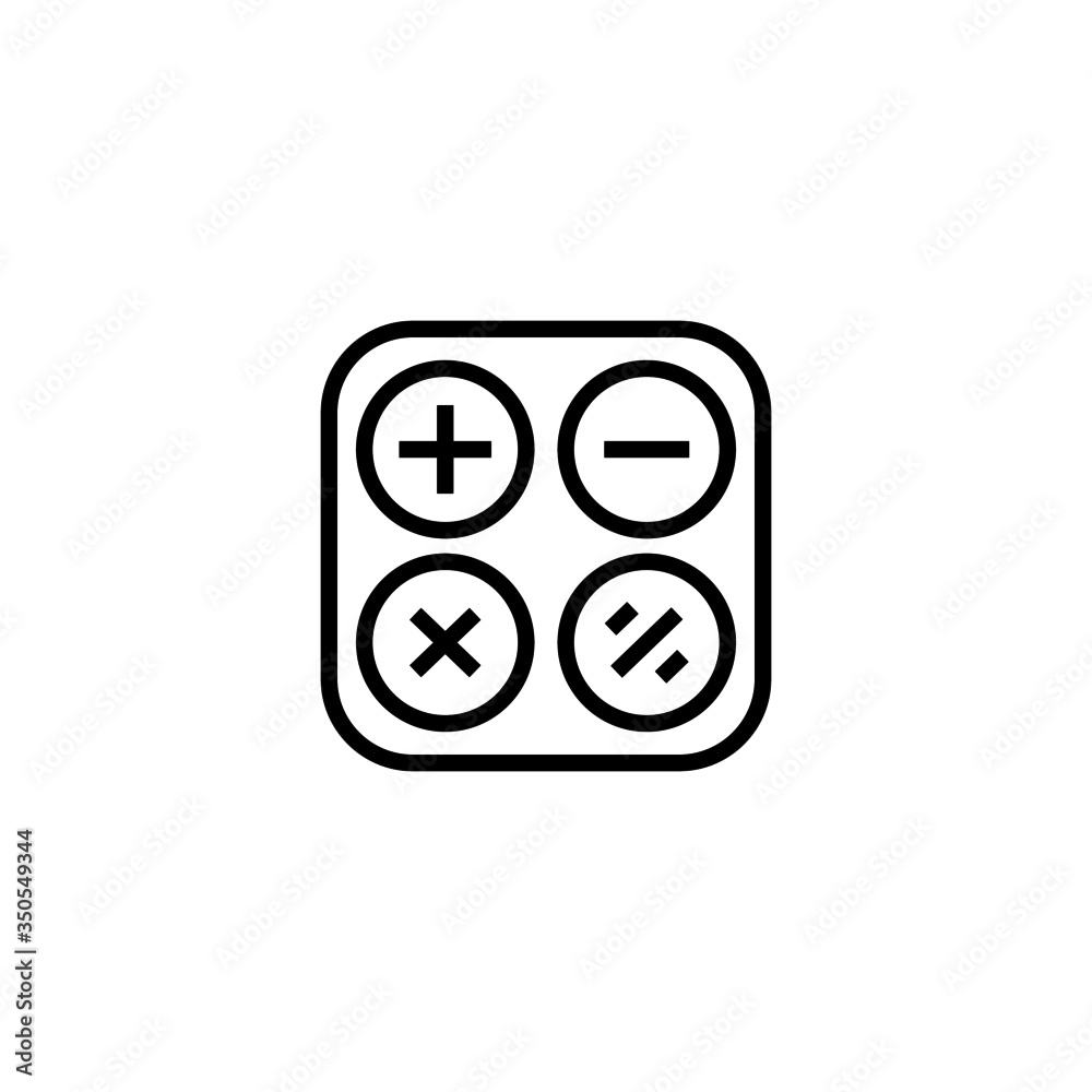 Calculator buttons interface symbol vector icon in linear, outline icon isolated on white background Calculator buttons interface symbol vector icon in linear, outline icon isolated on white background