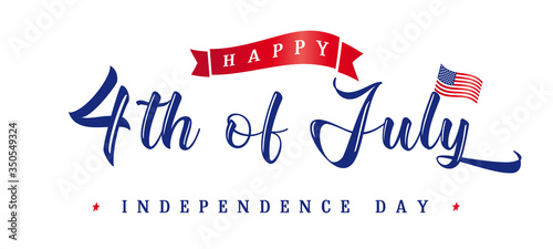 4th of July USA vintage lettering for greeting card or sale banner. Fourth of July Happy Independence Day of United States of America calligraphic background