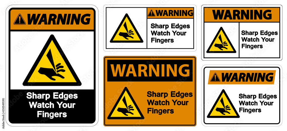 Warning Sharp Edges Watch Your Fingers Symbol Sign Isolate On White Background,Vector Illustration EPS.10 Warning Sharp Edges Watch Your Fingers Symbol Sign Isolate On White Background,Vector Illustration EPS.10