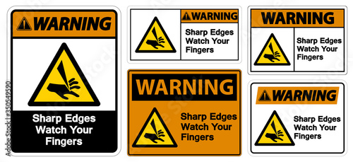 Leinwand Poster Warning Sharp Edges Watch Your Fingers Symbol Sign Isolate On White Background,Vector Illustration EPS