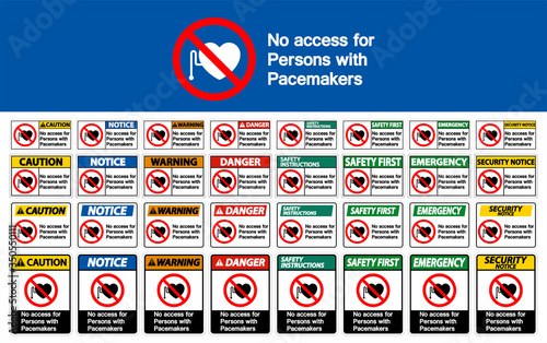 No Access For Persons With Pacemaker Symbol Sign On White Background