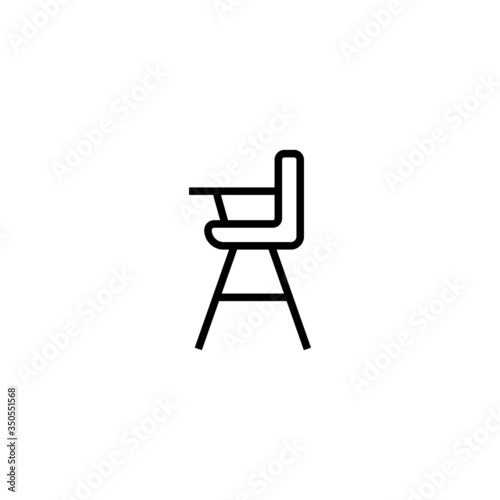 Baby chair vector icon in linear  outline icon isolated on white background