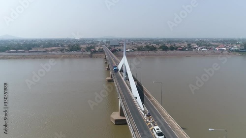 Wallpaper Mural Aerial Footage of The Second Thai–Lao Friendship Bridge over the Mekong River, is a bridge that connects Mukdahan Province in Thailand with Laos Torontodigital.ca